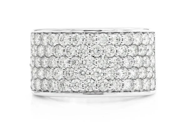 5 Row Diamond Band 14k Solid Gold 2.00ctw