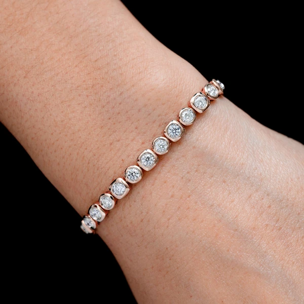 10pt Bezel Set Diamond Bracelet 14k Solid Gold 3.85ctw 