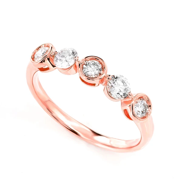 Dual Setting Round Diamond Band Ring 14k Solid Gold 0.55ctw 