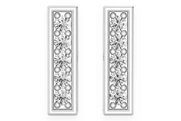 Bar Diamond Earrings 14k Solid Gold 0.10ctw