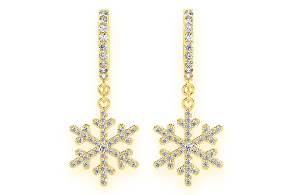 Snowflake Dangling Hoop Diamond Earrings 14k Solid Gold 0.50ctw