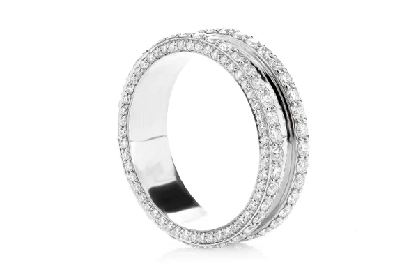 Diamond Borders Eternity Wedding Band Ring 14k Solid Gold 3.75ctw 