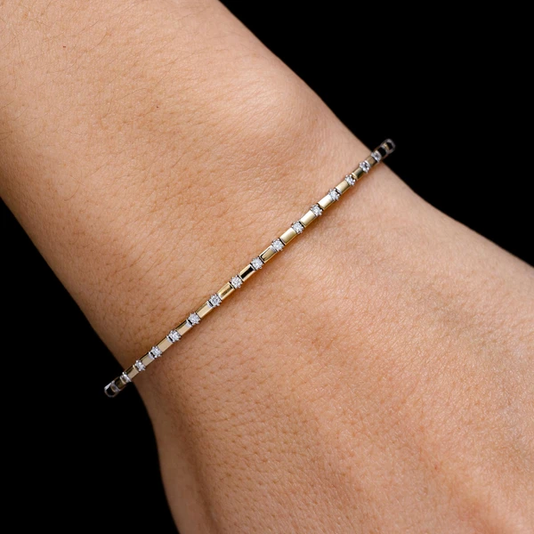 Rectangle Bar And Diamond Bracelet 14k Solid Gold 0.50ctw 