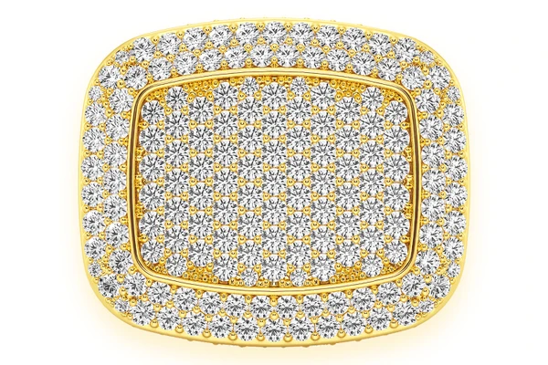 Rectangle Signet Diamond Ring 14k Solid Gold 6.85ctw