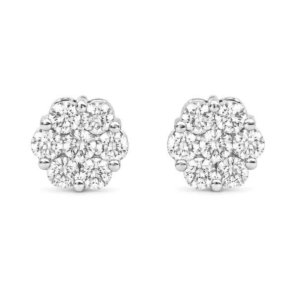 Flower Stud Earrings 14k   1.00ctw