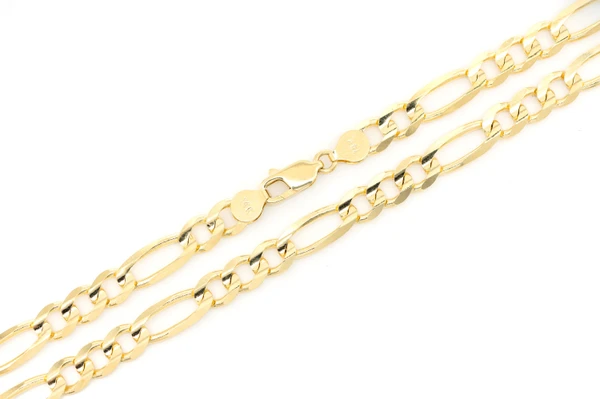 7MM Figaro Chain 14k Solid Gold