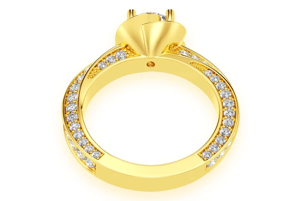 1.00ct Round Solitaire - Flower Petal Halo - Diamond Engagement Ring - All Natural Vs Diamonds