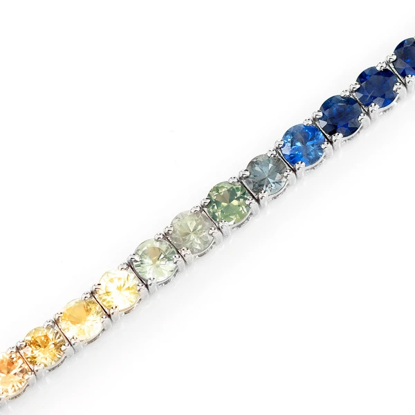 Rainbow Sapphire Bracelet 14k Solid Gold 7.30ctw 