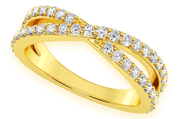 Crossover Diamond Ring 14k Solid Gold 0.50ctw