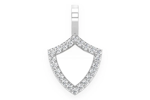 Engravable Shield Diamond Pendant 14k Solid Gold 0.20ctw