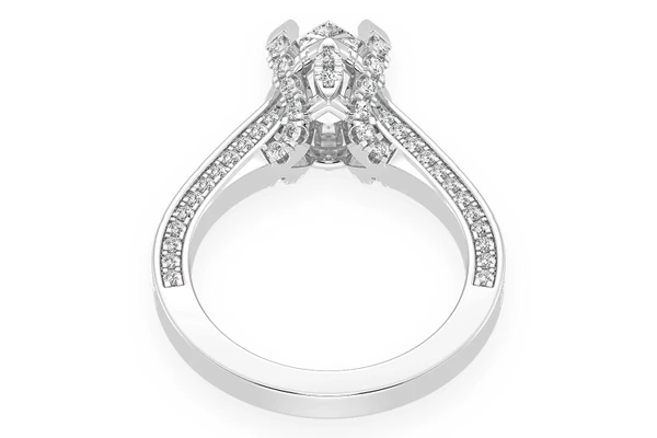 2.00ct Pear Solitaire -deluxe One Row Scallop - Diamond Engagement Ring - All Natural