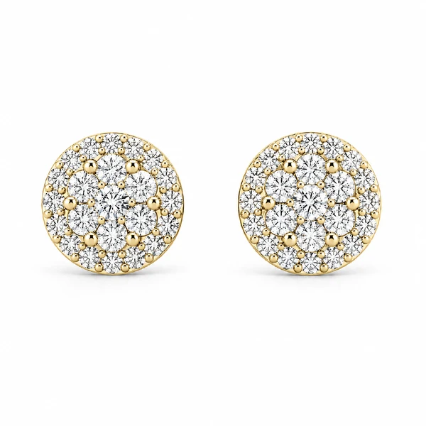 Halo Flower Stud Earrings 14k   2.00ctw