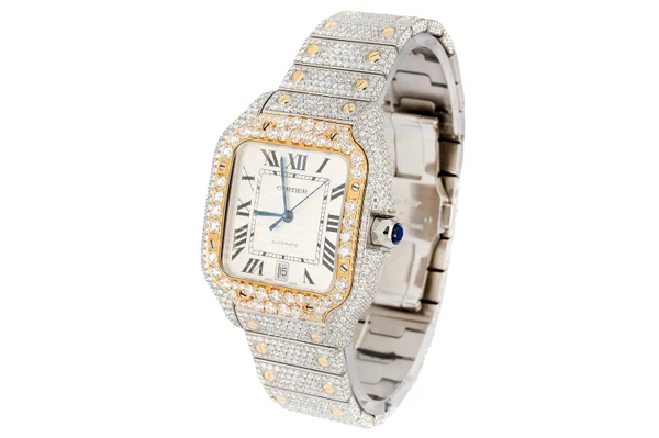 Cartier - Large Santos 40 - Steel & Gold - Custom Iced Out - (500-06104)