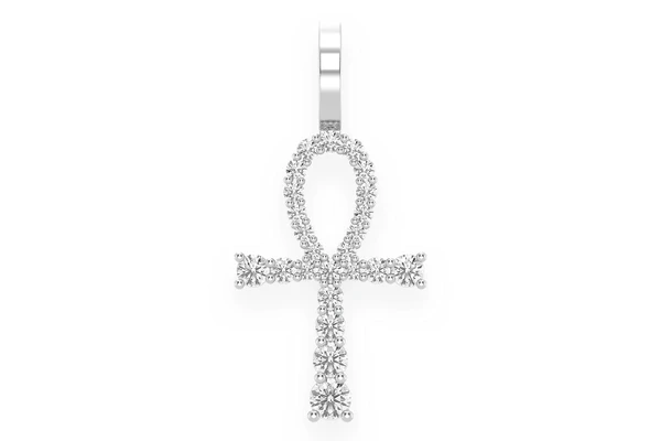 Ankh Graduated Diamond Pendant 14k Solid Gold 0.25ctw