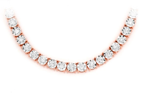 12pt Miracle Set Diamond Tennis Necklace 14k Solid Gold 12.00ctw