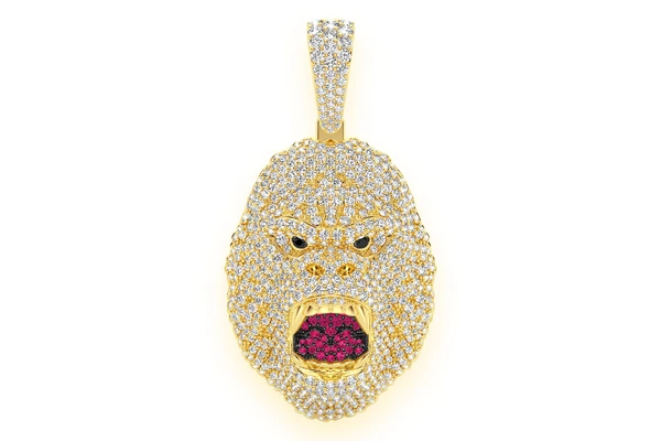 Icebox - Gorilla Diamond Pendant 14k Solid Gold 4.50ctw