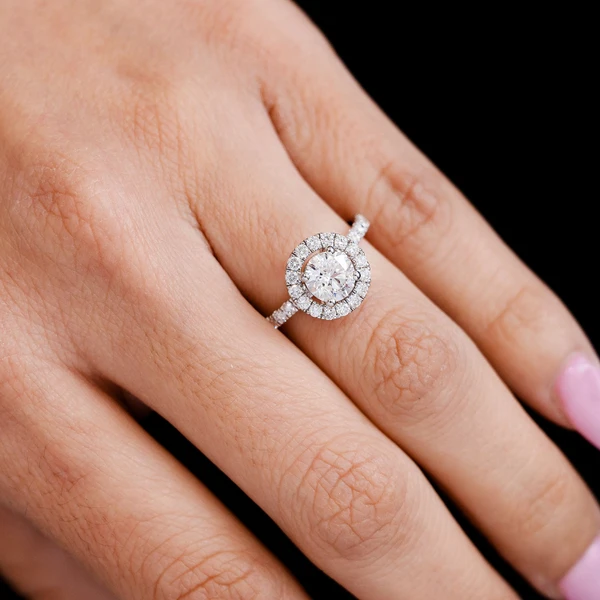 1.60ctw - One Row Halo - Diamond Engagement Ring - All Natural