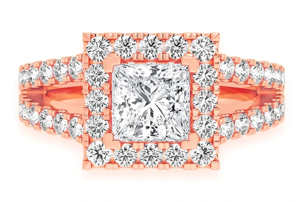 1.00ct Princess Solitaire - Two Row Split - Diamond Engagement Ring - All Natural Vs Diamonds