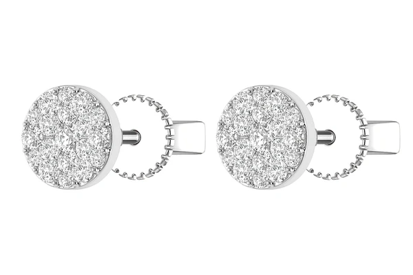 Diamond Disc Cluster Stud Earrings 14k Solid Gold 0.40ctw