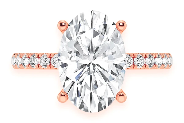 Thinn - 3.00ct Oval Solitaire - One Row Under Halo - Diamond Engagement Ring - All Natural Vs Diamonds