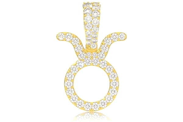 Taurus Zodiac Diamond Pendant 14k Solid Gold 0.75ctw 