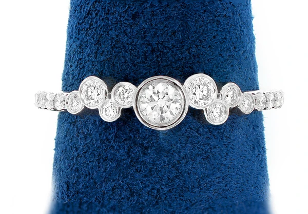 9 Stone Graduated Bezel Diamond Ring 14k Solid Gold 0.50ctw