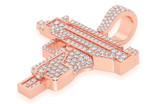 Uzi Diamond Pendant 14k Solid Gold 2.25ctw