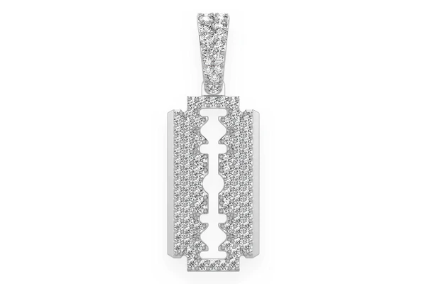 Razor Blade Diamond Pendant 14k Solid Gold 0.50ctw