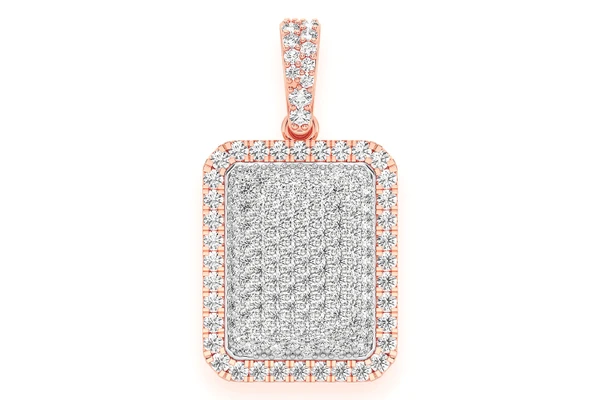 Pillow Double Layer Diamond Pendant 14k Solid Gold 0.65ctw