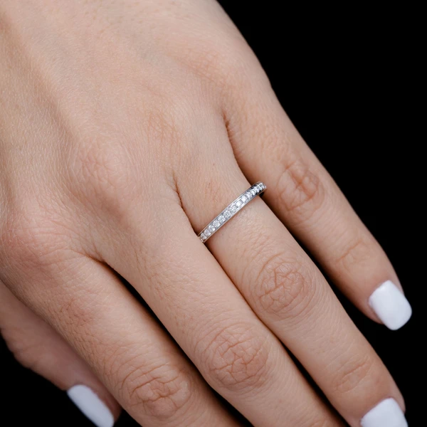 Border Band Diamond Ring 14k Solid Gold 0.25ctw