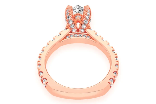 Thinn - 2.00ct Pear Solitaire - Single Row Scallop - Diamond Engagement Ring - All Natural