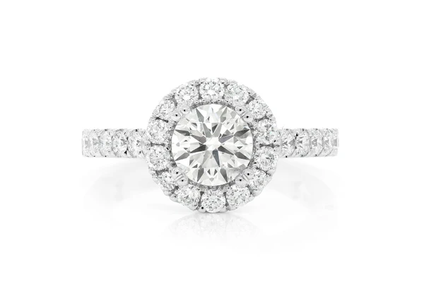 1.00ct Round Solitaire - Halo - Diamond Engagement Ring - All Natural