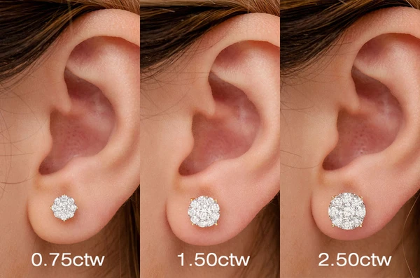 1.50ctw Mosaic Stud Diamond Earrings 14k Solid Gold