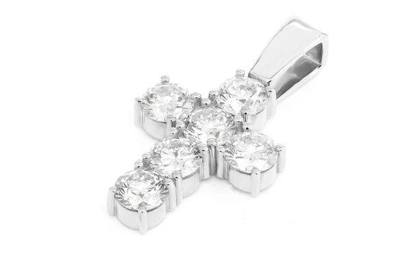 6 Stone Cross Diamond Pendant 14k Solid Gold 3.00ctw