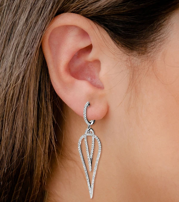 Dangling Upside-Down Teardrop Diamond Earrings 14k Solid Gold 1.35ctw 