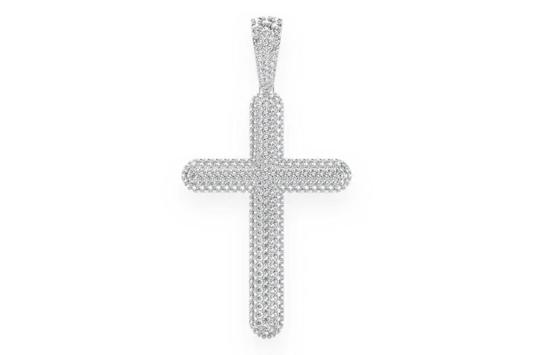 Bubbly Cross Diamond Pendant 14k Solid Gold 8.50ctw