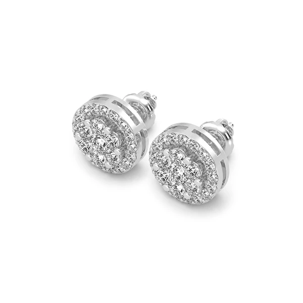 Halo Flower Stud Earrings 14k   1.00ctw