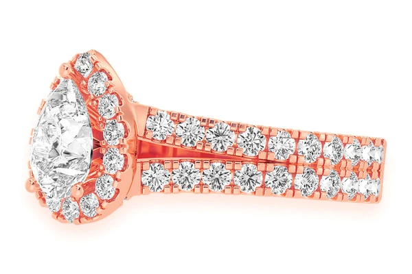 Sphinx - 1.00ct Pear Solitaire - Two Row Split Scallop - Diamond Engagement Ring - All Natural
