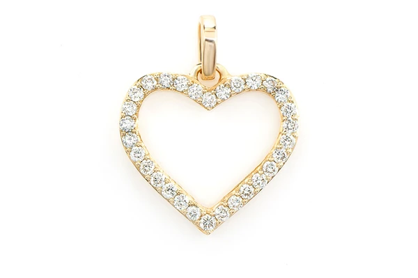 Open Heart Diamond Pendant 14k Solid Gold 0.10ctw