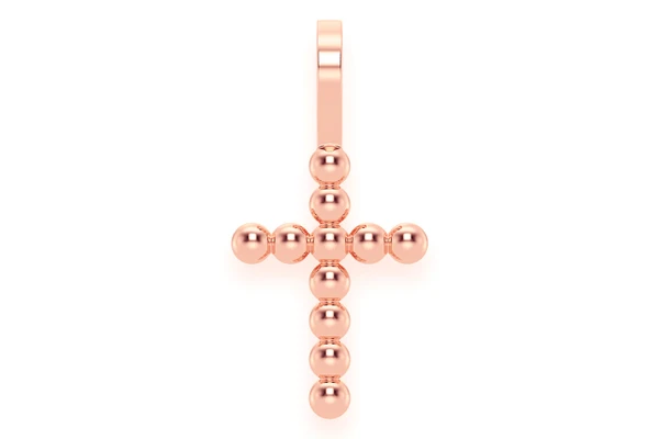 Bead Cross Pendant 14k Solid Gold