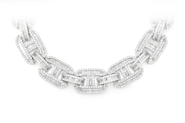 16MM Baguette Mariner Diamond Necklace 14k Solid Gold 33.50ctw 