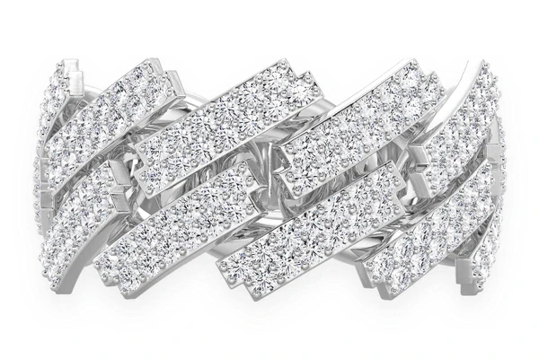Jagged Miami Cuban Diamond Ring 14k Solid Gold 1.45ctw