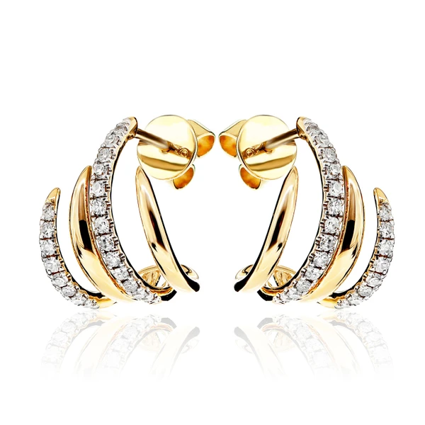 Diamond Claw Hoop Earrrings 14k Solid Gold 0.25ctw