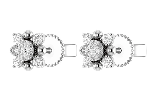 Starburst Diamond Stud Earrings 14k Solid Gold 0.20ctw 