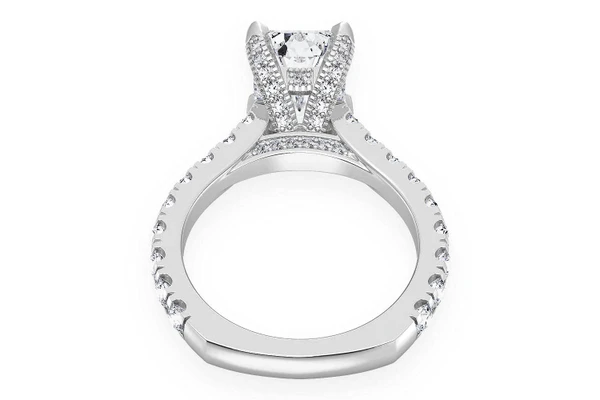 Thinn - Emerald Cut One Row Under Halo Diamond Ring 14k Solid Gold 3.00ctw