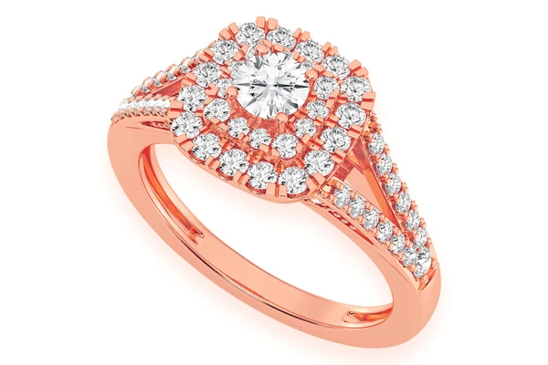0.75ctw - Cushion Double Halo Ring - Diamond Engagement Ring - All Natural