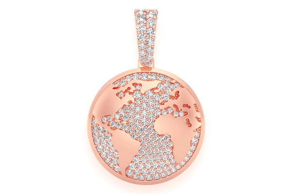 Globe Diamond Pendant 14k Solid Gold 0.75ctw