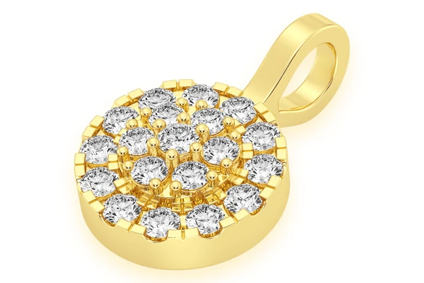 Round Two Tier Halo Diamond Pendant 14k Solid Gold 1.15ctw