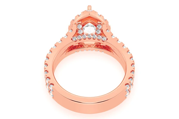 Sphinx - 1.50ct Pear Solitaire - Two Row Split Scallop - Diamond Engagement Ring - All Natural