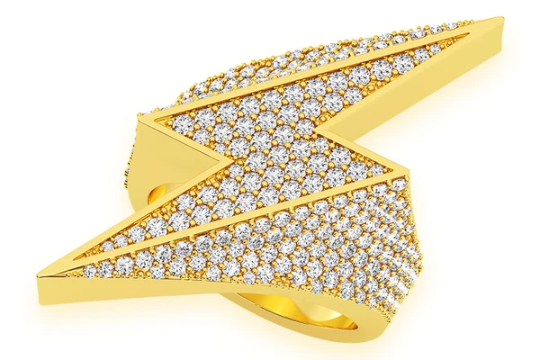 Lightning Bolt Diamond Ring 14k Solid Gold 2.25ctw